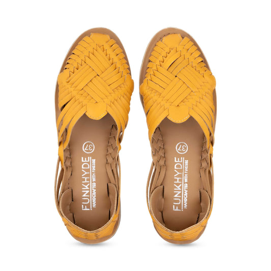 Haora Yellow Huarache Sandals - Funkhyde India