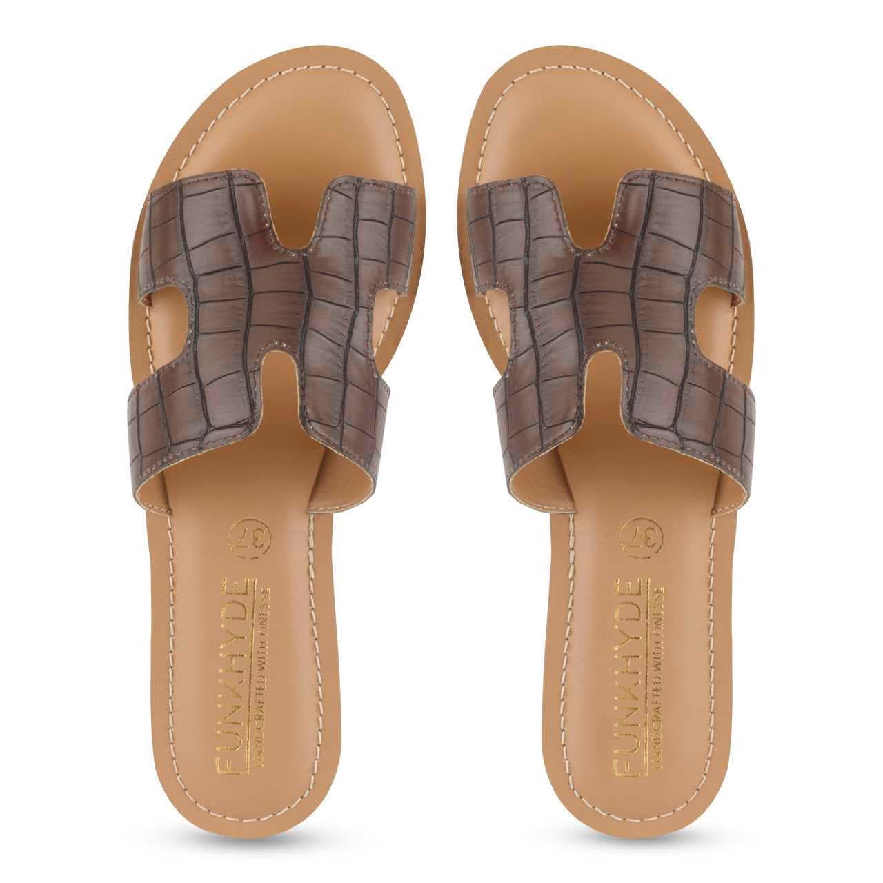 Mayna Brown Textured Slipons - Funkhyde India