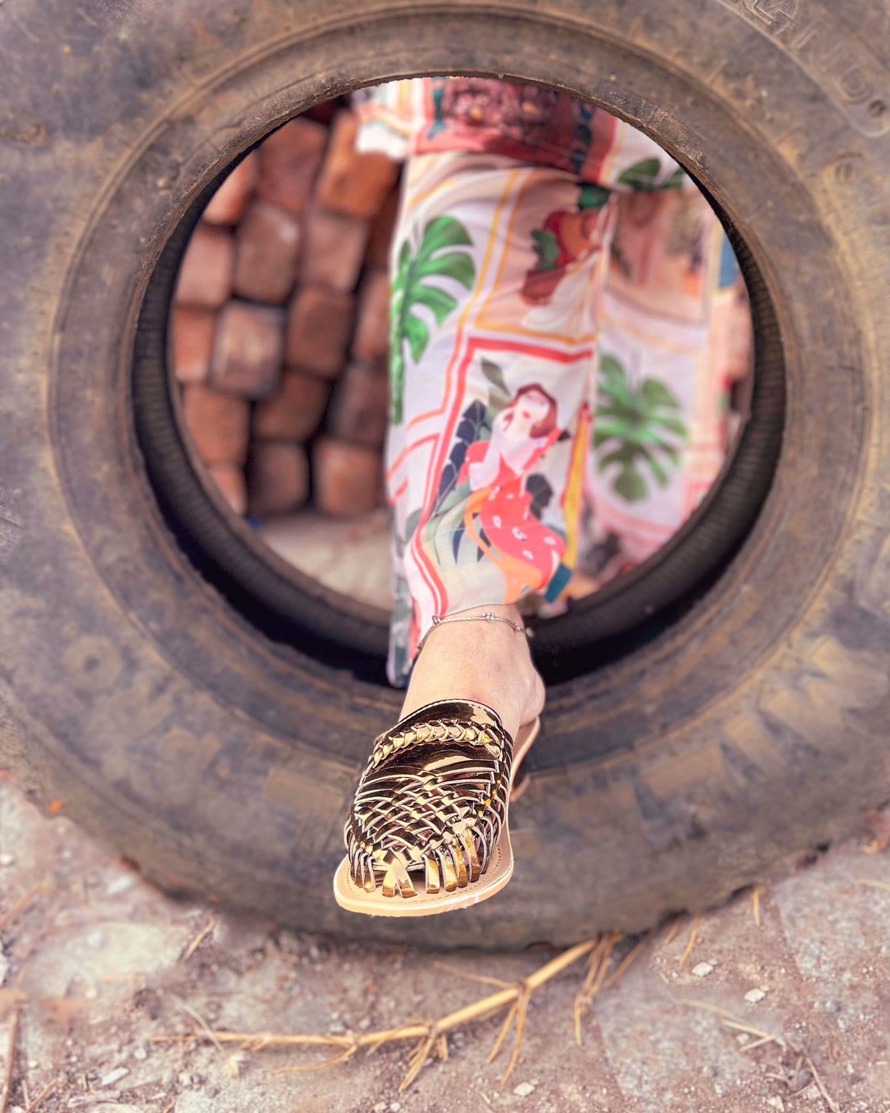 Samurra Antique Heeled Huarache Mules - 1.5" Heels - Funkhyde India